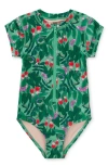 Tea Collection Rash Guard One-piece Swimsuit In Jungle Botanical