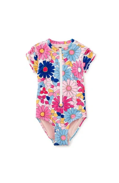 Tea Collection Kids'  Rash Guard One-piece Swimsuit In Gold