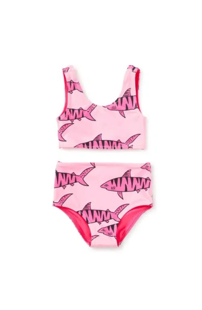 Tea Collection Kids'  Reversible Swimsuit Set In Black