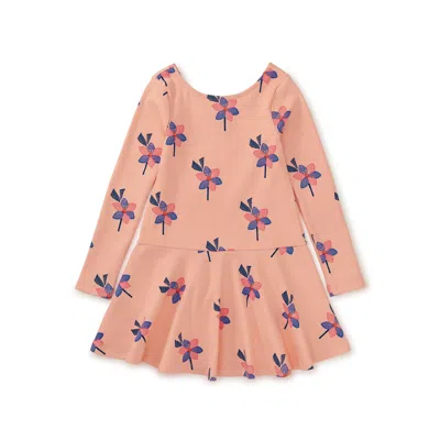 Tea Collection Kids' Ribbed Drop Waist Skater Dress In Orange