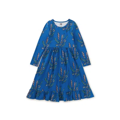 Tea Collection Kids' Ruffle Hem Maxi Dress In Blue
