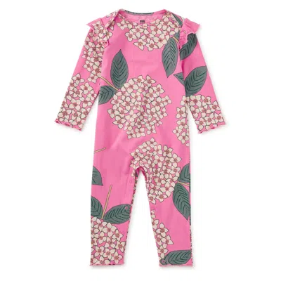 Tea Collection Ruffle Shoulder Baby Romper In Pink