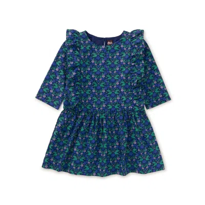 Tea Collection Kids' Ruffle Sleeve Dress In Blue