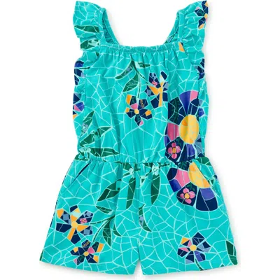 Tea Collection Kids'  Ruffle Strap Romper In Blue