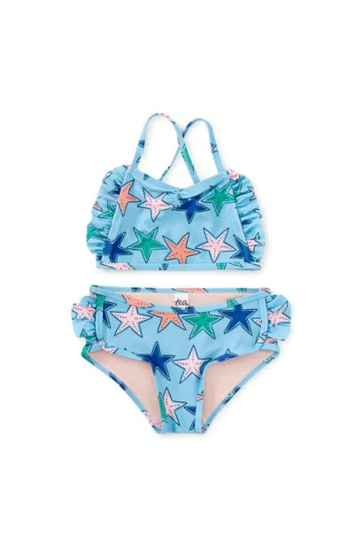 Tea Collection Kids'  Ruffle Two-piece Swim Set In Blue