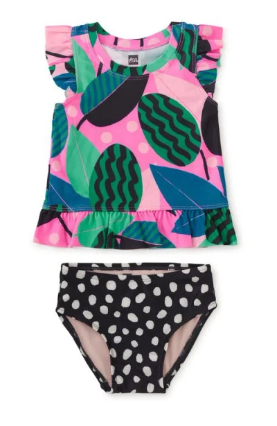 Tea Collection Short Sleeve Baby Swim Set In Bossa Nova Foliage