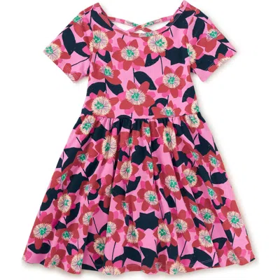Tea Collection Kids'  Short Sleeve Ballet Dress In Block Print Passion Flower