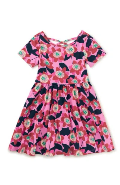 Tea Collection Babies'  Short Sleeve Ballet Dress In Block Print Passion Flower
