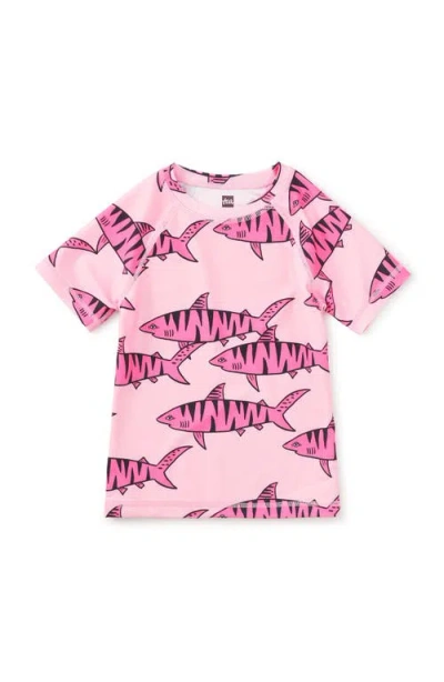 Tea Collection Kids'  Short Sleeve Rash Guard In Pink