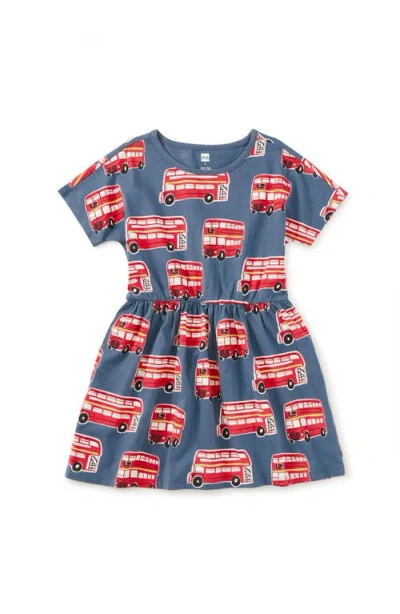 Tea Collection Kids'  Short Sleeve Twirl Dress In Blue