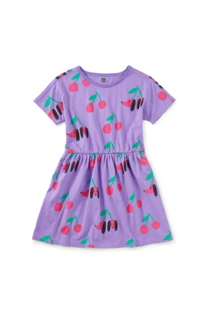 Tea Collection Kids'  Short Sleeve Twirl Dress In Purple