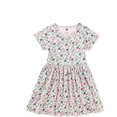 Tea Collection Babies'  Short Sleeve Wrap Neck Dress In Black