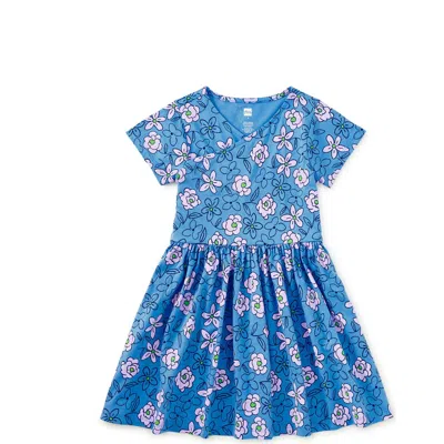 Tea Collection Babies'  Short Sleeve Wrap Neck Dress In White