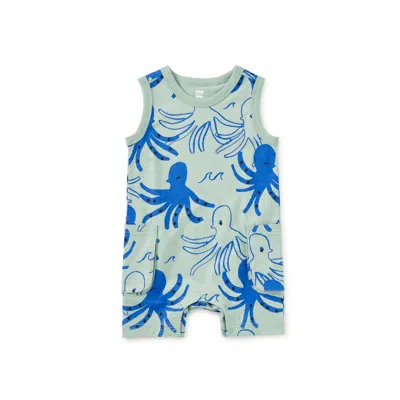 Tea Collection Kids' Sleeveless Baby Romper In Blue