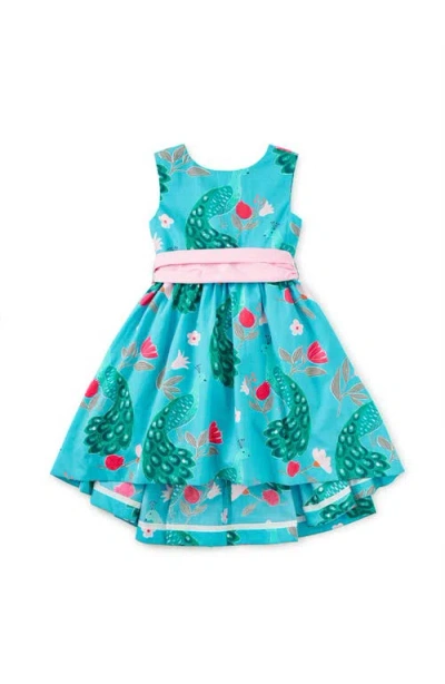 Tea Collection Kids'  Sleeveless Hi-lo Sash Dress In Blue