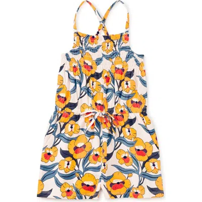 Tea Collection Kids'  Smocked Strappy Romper In Multi
