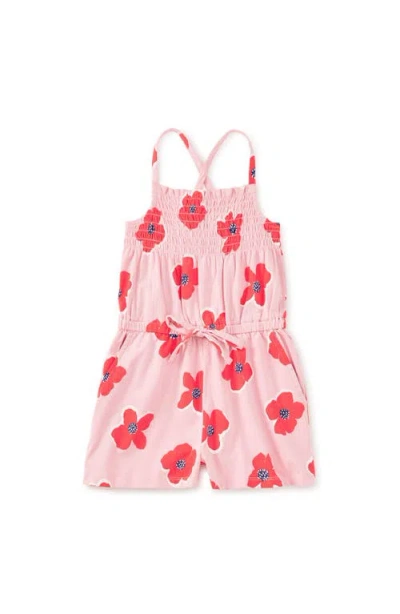 Tea Collection Kids'  Smocked Strappy Romper In Pink