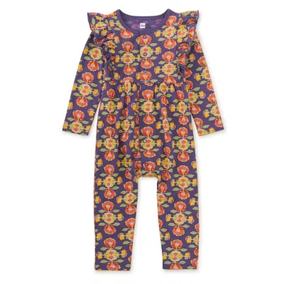 Tea Collection Kids' Snap Front Ruffle Baby Romper In Multi