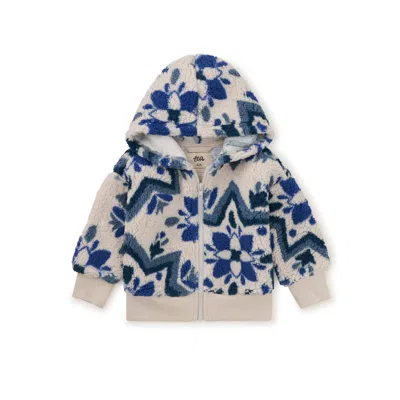 Tea Collection Kids' Teddy Fleece Baby Hoodie In Blue