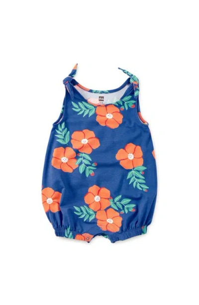 Tea Collection Tie Shoulder Baby Romper In Blue