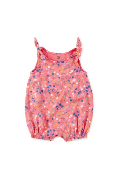 Tea Collection Tie Shoulder Baby Romper In Pink