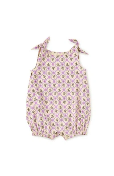 Tea Collection Tie Shoulder Baby Romper In Purple