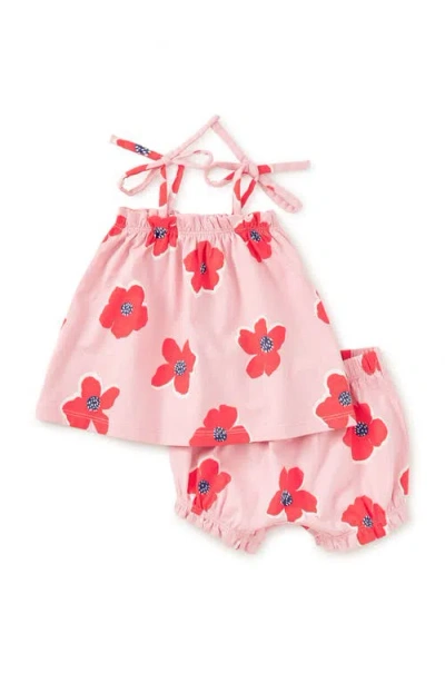 Tea Collection Tie Shoulder Baby Set In Pink