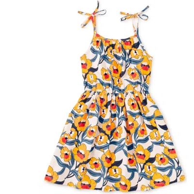 Tea Collection Babies'  Tie Shoulder Twirl Dress In Orange