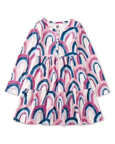 Tea Collection Tiered Henley Dress In Multi