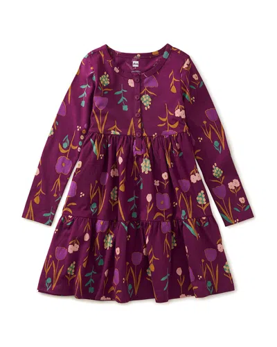 Tea Collection Tiered Henley Dress In Purple
