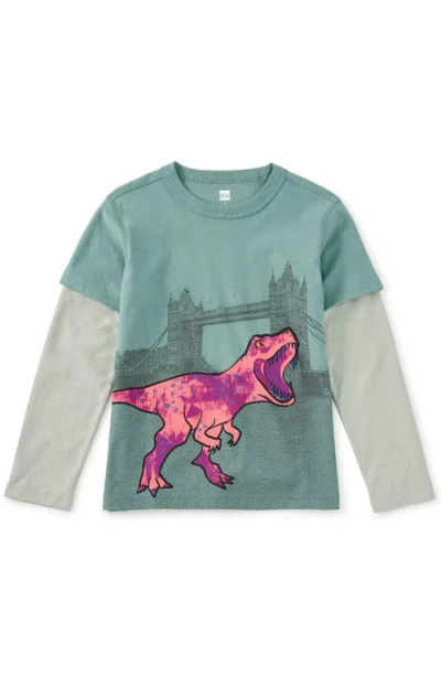 Tea Collection Kids'  Tower Bridge T. Rex Layered Tee In Green