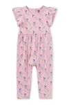 Tea Collection Tulip Sleeve Baby Romper In Cattleya Orchid