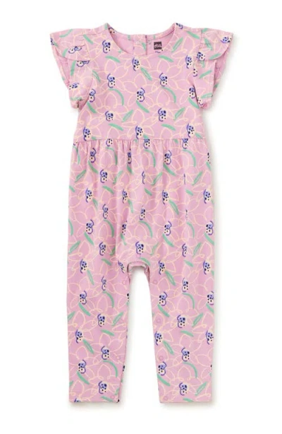Tea Collection Tulip Sleeve Baby Romper In Cattleya Orchid