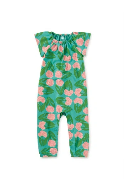 Tea Collection Tulip Sleeve Baby Romper In Green