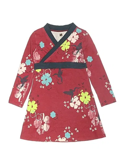 Pre-owned Tea Kids' Dress In Burgundy