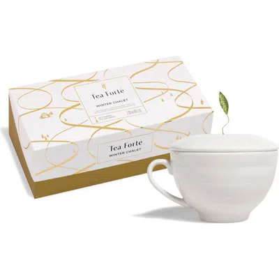 Tea Forte Tea Forté 12-piece Winter Chalet Tea Set In White/gold