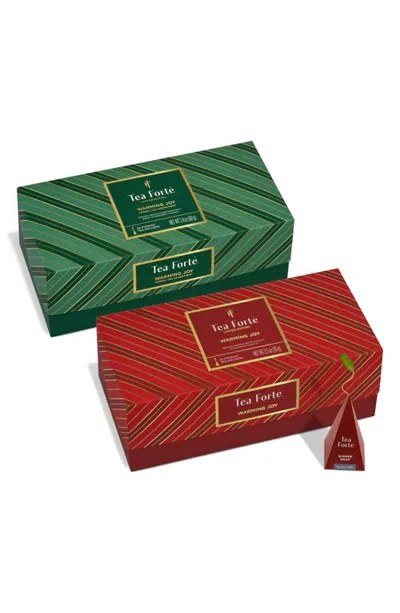 Tea Forte Tea Forté 2-piece Warming Joy & Warming Joy Herbal Tea Presentation Box Set In Red/green