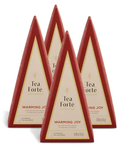 Tea Forte Holiday Warming Joy Petite Tea Tree Bundle With 16-pyramid Infusers In Red
