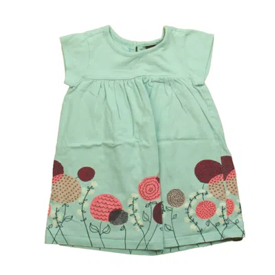 Tea Kids' Girls Aqua Pink Dress In Blue