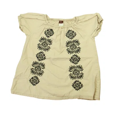 Pre-owned Tea Kids' Girls Beige Navy Dress