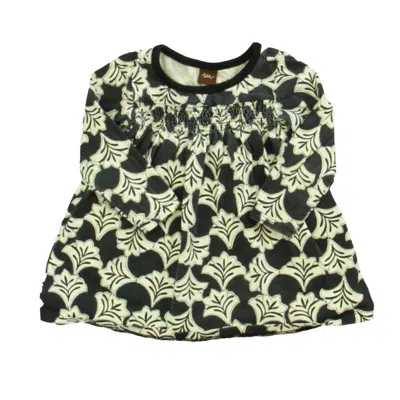Tea Kids' Girls Black Ivory Long Sleeve Shirt In Multi