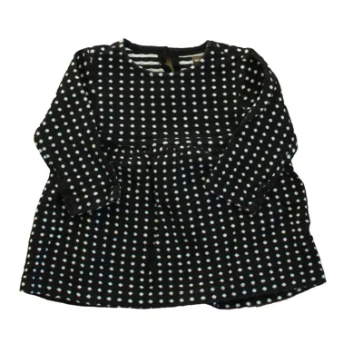 Tea Kids' Girls Black White Polka Dots Long Sleeve Shirt