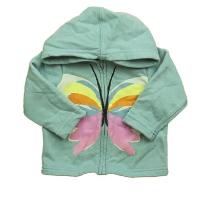 Tea Kids' Girls Blue Butterfly Hoodie In Green