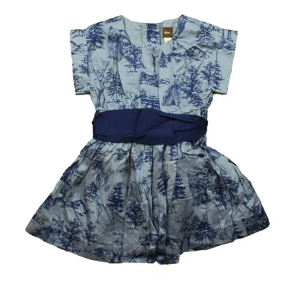 Tea Kids' Girls Blue Deer Dress In Multi