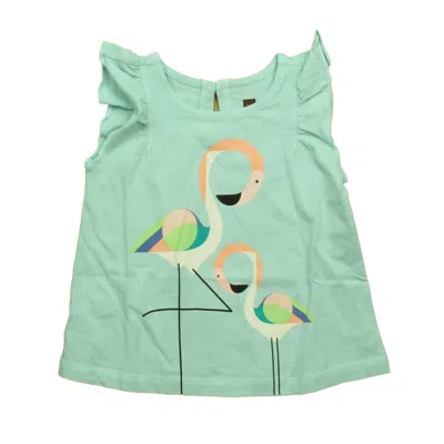 Pre-owned Tea Kids' Girls Blue Flamingo Tank Top