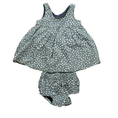 Tea Kids' Girls Blue Floral Dress In Gray