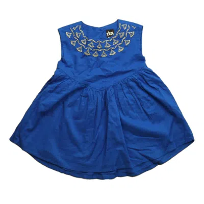 Tea Kids' Girls Blue Gold Sun Dress