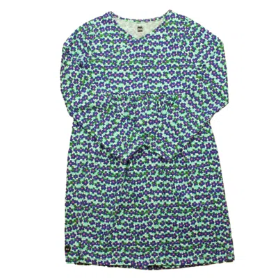 Pre-owned Tea Kids' Girls Blue Green Floral Dress