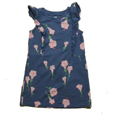 Tea Kids' Girls Blue Pink Floral Dress In Multi