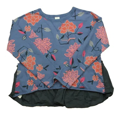 Tea Kids' Girls Blue Pink Floral Long Sleeve Shirt